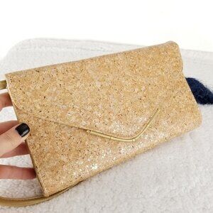 Vintage Cork Envelope Clutch Purse 10inx6in Womens《330》P